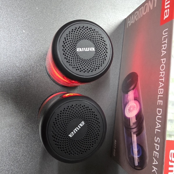 aiwa harmony 3 watt wireless dual bluetooth portable speaker - black - Image 3